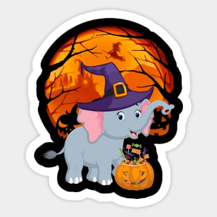 Elephant pumpkin witch Sticker